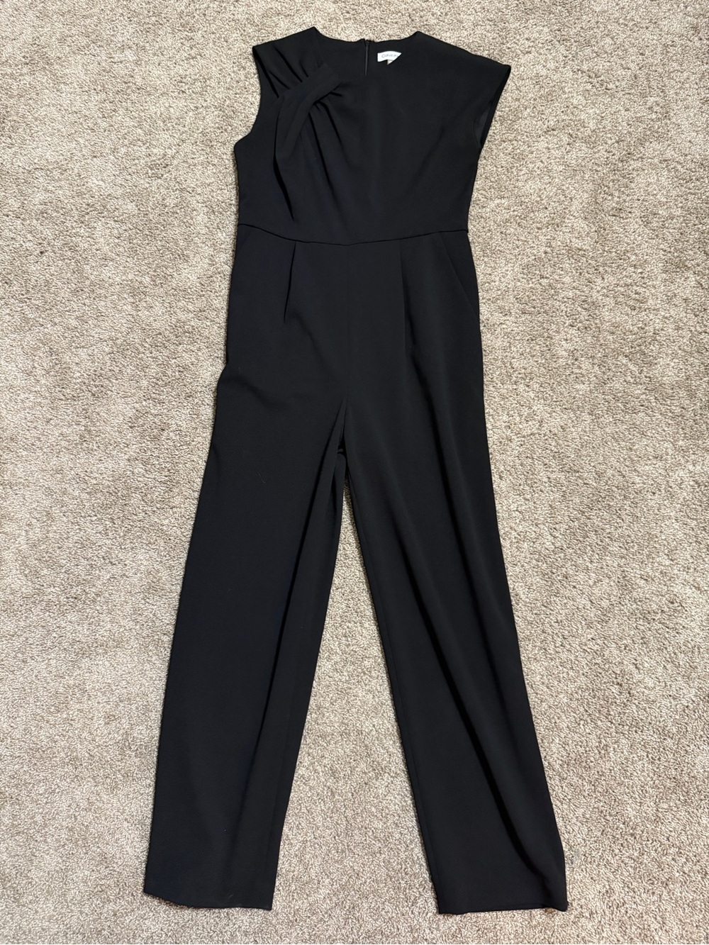 Calvin Klein Black Sleeveless Wide-Leg Jumpsuit with Twist Detail
